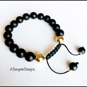 Men’s Black Onyx + 14K Gold Filled Bracelet (NWOT)